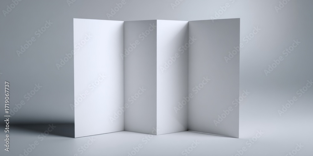 Fototapeta premium Blank Tri-Fold Brochure Mockup on Minimalist Background for Creative Presentation and Design Projects
