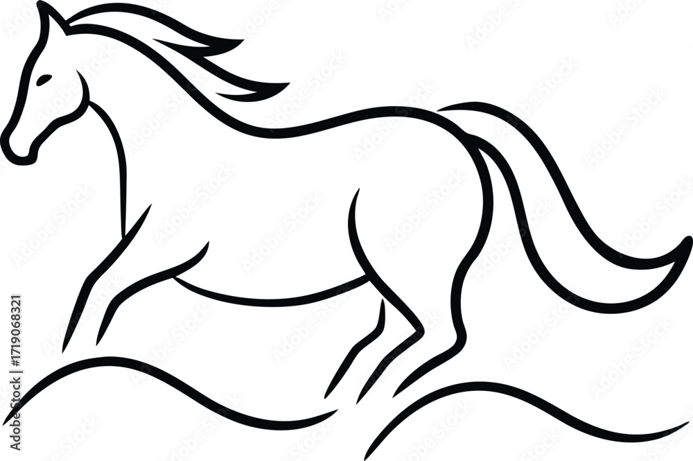 Fototapeta premium horse vector illustration line art on transparent background