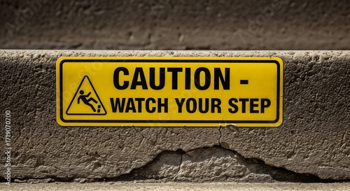 Caution Sign for Fall Prevention on Staircase to Enhance Safety Awareness in Blogs, Websites, and Educational Content