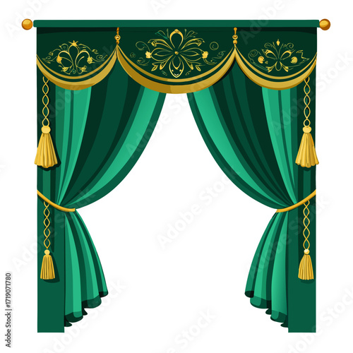 vector illustration of a green curtain