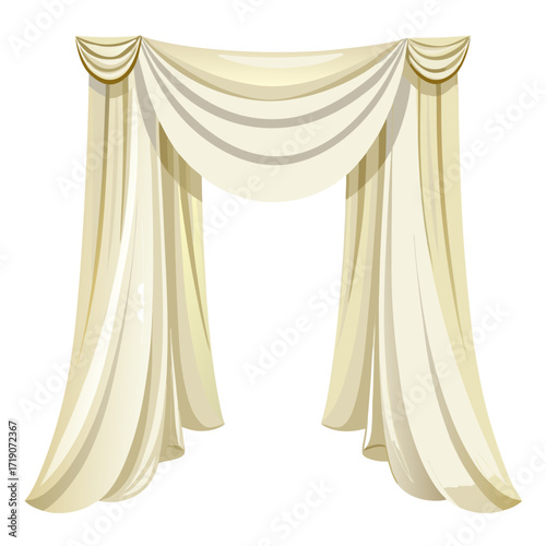 golden curtain isolated on white background