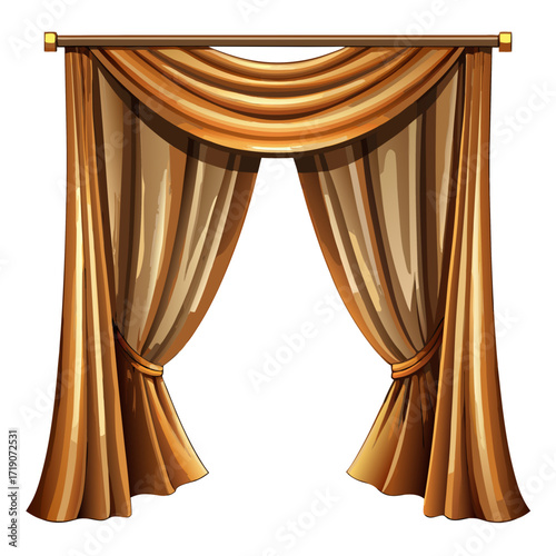 golden curtain isolated on white