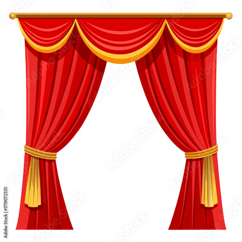 red curtain isolated on white background