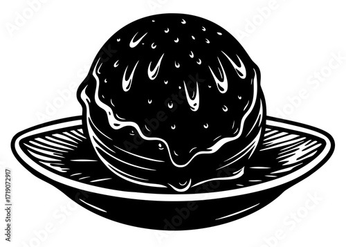Meatball Silhouette with Sauce, Italian Dish SVG, PNG