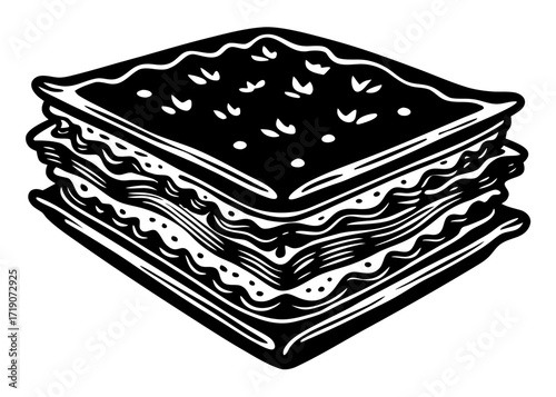 Lasagna Slice Silhouette, Italian Pasta Dish SVG, PNG