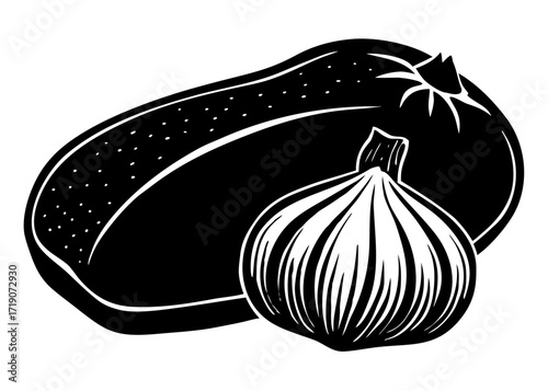 Garlic Bread Silhouette, Italian Side Dish SVG, PNG