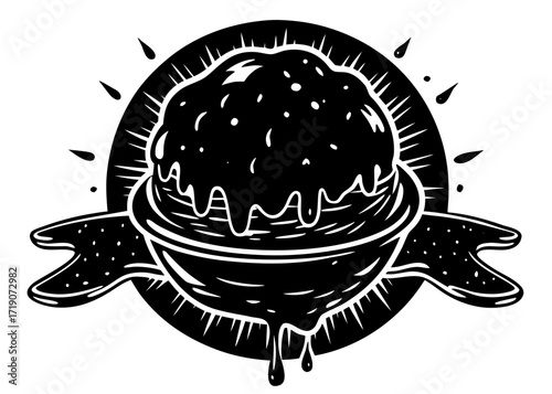 Meatball Silhouette with Sauce, Italian Dish SVG, PNG