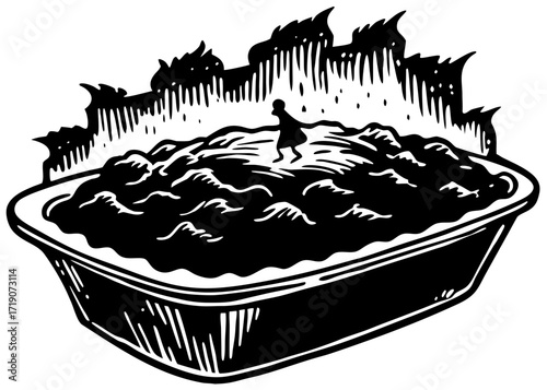 Shepherd’s Pie Silhouette in Dish, Comfort Meal SVG, PNG