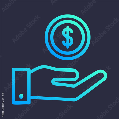 Hand holding a coin with dollar sign