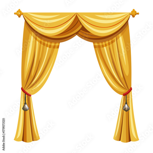 golden curtain isolated on white