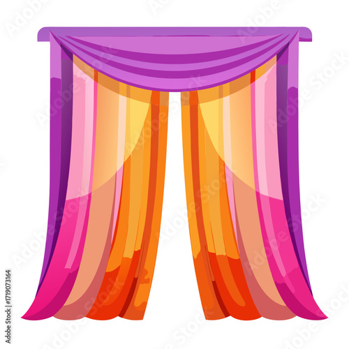 blue curtain with a white background