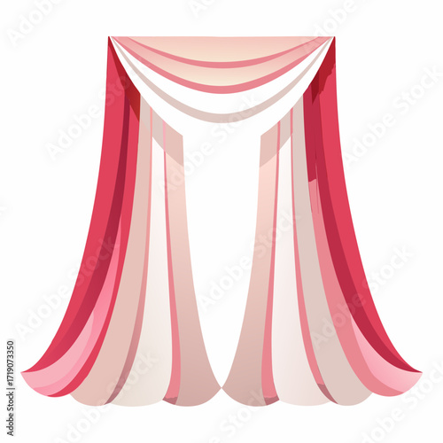 red curtain with a white background