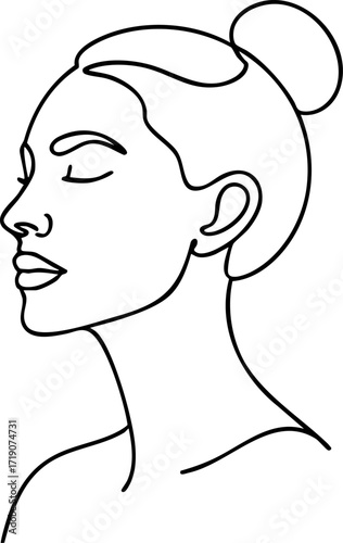 Minimalist profile of woman with hair bun