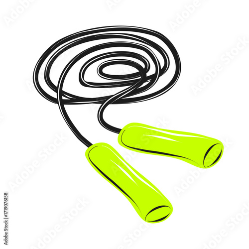 Vector skipping rope for sports and fitness isolated on white background. Drawing jump rope.