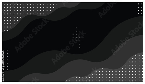 Black abstract wavy layered background with dotted pattern vector illustration