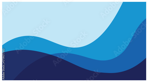 Blue abstract wave layered background vector isolated on transparent background