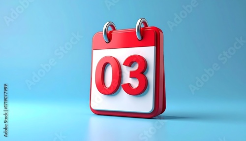 Red calendar icon showing date 03