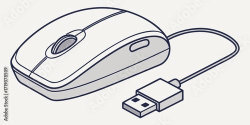 Mouse jiggler USB device, modern flat illustration style