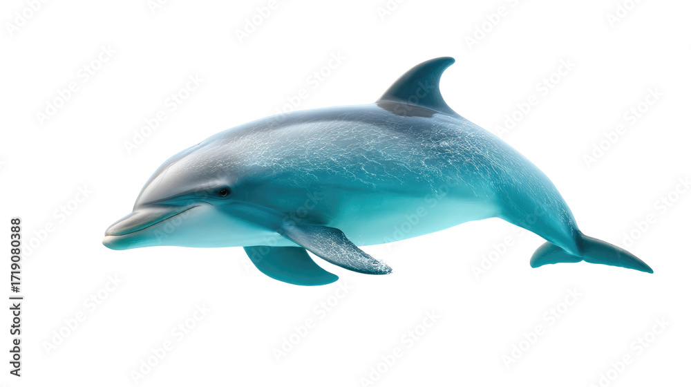Fototapeta premium Dolphin: Capturing the elegant form of a graceful dolphin, its streamlined body gleaming under the surface of the water, epitomizing grace and the mysteries of the marine realm.