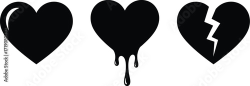 Black hearts evolution vector design love and heartbreak