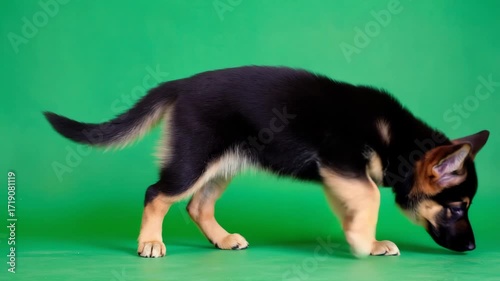 Junger Schäferhund auf Chroma Key Greenscreen – isoliertes Videomaterial für kreative Projekte