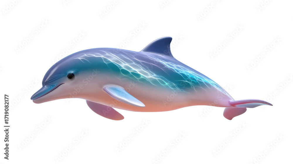 Obraz premium Ocean's Grace: A vivid and vibrant illustration of a playful dolphin, swimming gracefully through the clear waters of the ocean, its smooth skin reflecting the sunlight and serene aura.