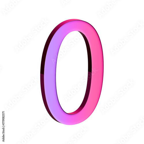 A large, three-dimensional number zero in bright pink with a shadow effect