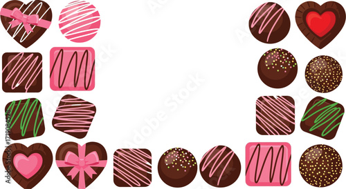 Delicious chocolate truffles assortment for valentine day