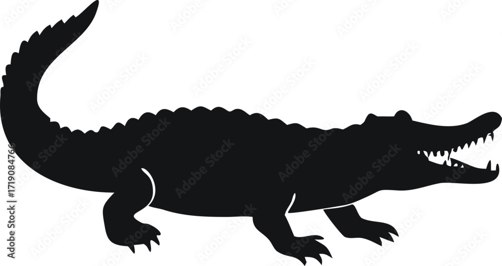 Naklejka premium Alligator Silhouette From Side View vector icon on white background..eps