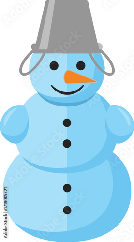 Cute snowman with bucket hat winter holiday illustration