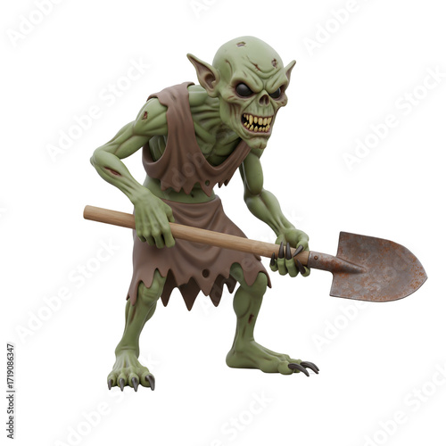 Photography Ghoul gravedigger character with a rusty shovel