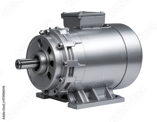 Side View of Industrial DC Motor Drive Unit in Metallic Finish, Transparent PNG