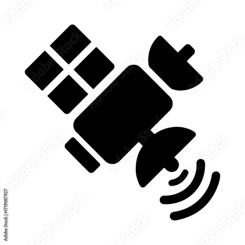 Data satellite icon, communication technology system, digital signal transmission, connected space technology, automated data streaming, wireless communication
