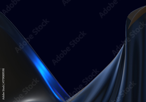 Abstract 3d render background dark blue gradient light wave silk liquid chrome metalic design render wallpaper modern illustration multicolored wavy surfaces