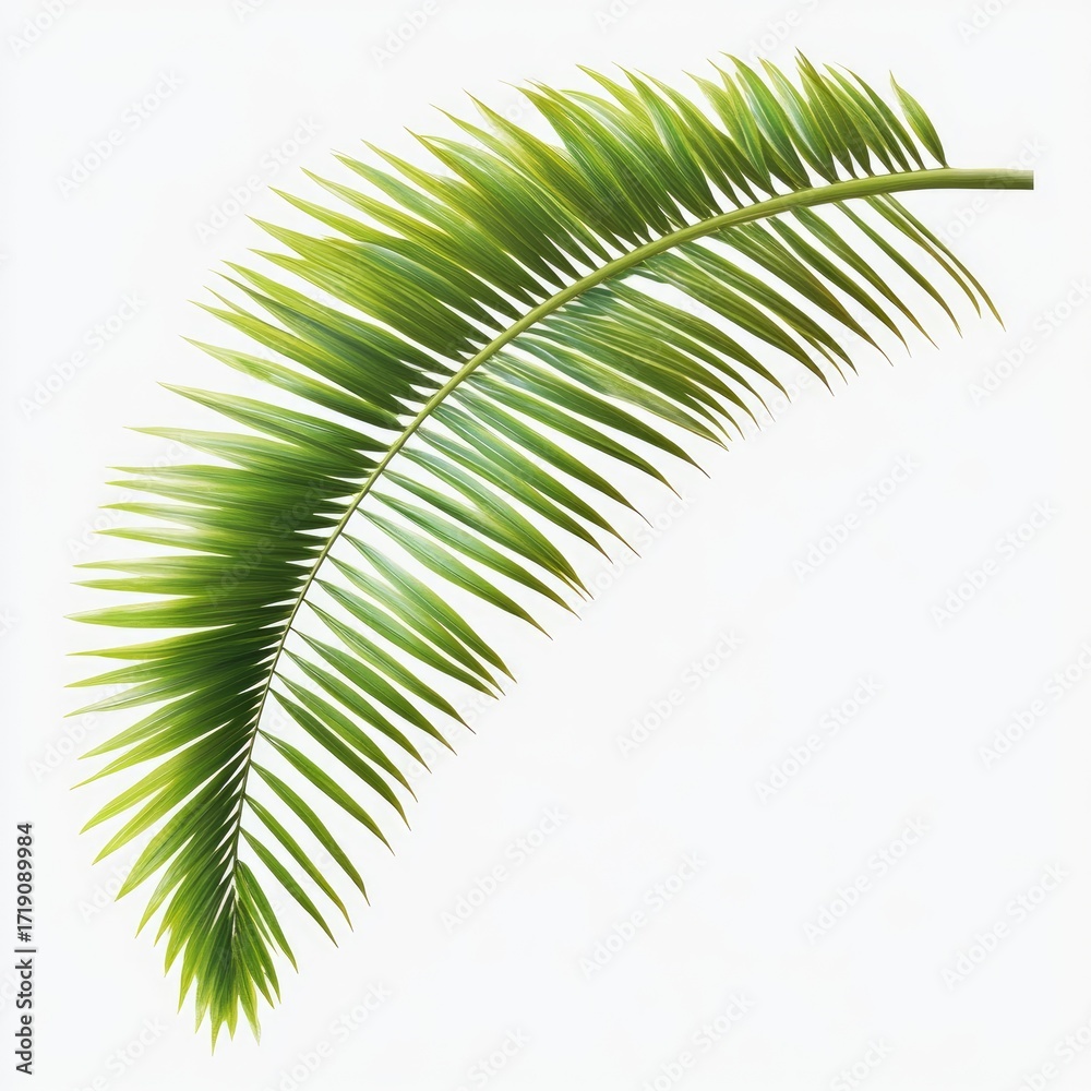 Obraz premium Palm frond, light green, pointed, curved