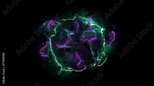 Abstract effect explosion electric energy shockwave ,dimensional gate, Neon glow style.