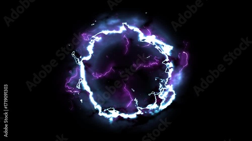 Abstract effect explosion electric energy shockwave ,dimensional gate, Neon glow style.