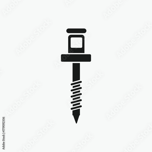 Metal Bolt Ringed Nail Dynamic Anchor screw icon vector