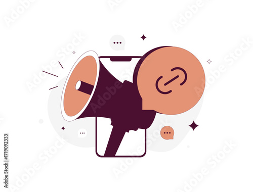 Affiliate promotion with refer a friend program. Referral marketing tools driving affiliate referrals and social media marketing growth for online business engagement and sales vector illustration