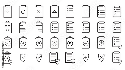 Check list icon set design vector graphic of template, sign and symbol, line style 