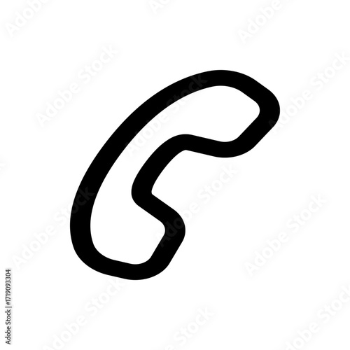 Illustration of a black telephone receiver with a curved handle and mouthpiece on a white background design
