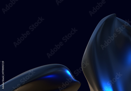 Abstract 3d render background dark blue gradient light wave silk liquid chrome metalic design render wallpaper modern illustration multicolored wavy surfaces