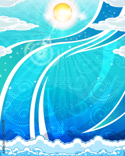 Abstract background with added swirl pattern and foam decoration