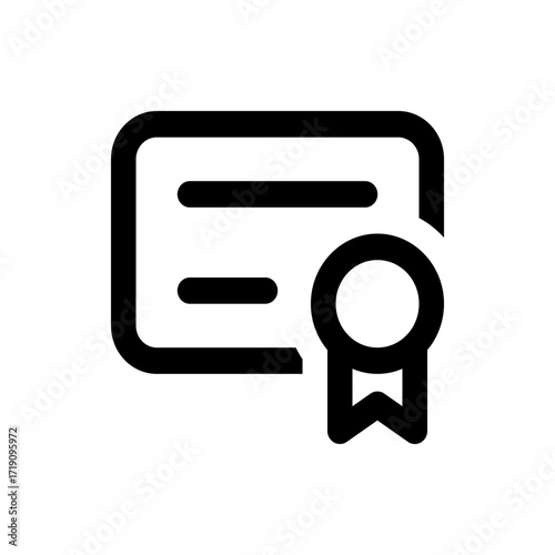 Illustration of a certificate with rounded corners and a seal attached to the right side of the document