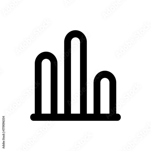 Illustration of three vertical rounded bars connected by a horizontal bar at the bottom in black color
