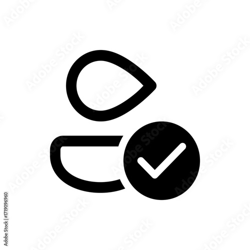 Outline of a person icon with a checkmark inside a circle indicating confirmation or approval status icon
