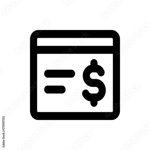 Illustration of a financial document featuring a dollar sign and lines in a black and white design style