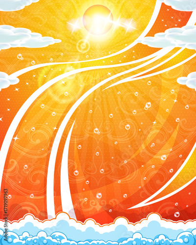 Abstract background with added swirl pattern and foam decoration