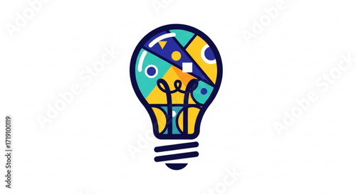 Colorful lightbulb idea generation creative thinking innovation inspiration design concept vector illustration