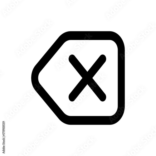 Black outline of a back arrow with a cross inside indicating deletion or removal of the previous action